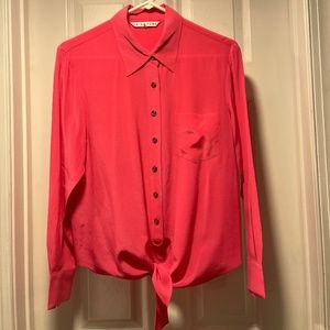 Trina Turk Long sleeve Button up Silk Hot Pink